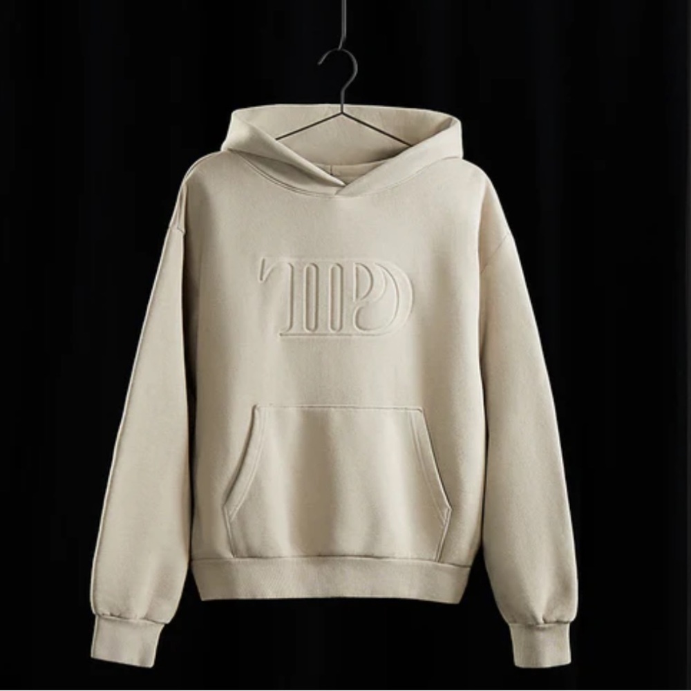 Taylor Swift Embossed The Tortured Poets Department Beige Hoodie TTPD - M